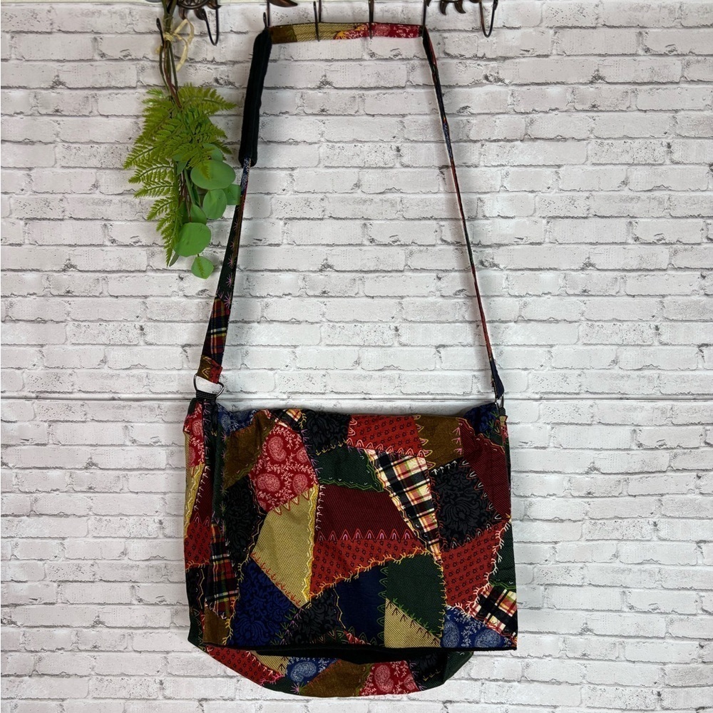Boho Patchwork Print Messenger Crossbody Bag - Picture 1 of 6